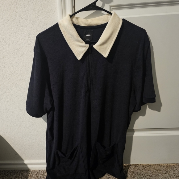 Vans Navy Terry Cloth Half Zipper Polo – Men XL - Picture 1 of 3